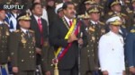 Moment Maduro’s speech cut midway by explosion, panic ensues.mp4