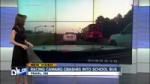 Speeding sports car crashes into school bus.mp4