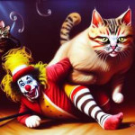 3357899498Catandfatclownfightonthebackgroundofcircusperfectfacesfinedetails4kbystephenhickman.png