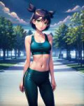 00056-2806821715-, 1girl, lena from everlasting summer, looking at viewer, green eyes, standing, teen, young, gym outfit, sport bra, sport pants,.png