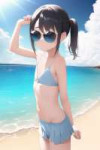 loli, flat chest, beach, water reflection, sunglasses on hair s-4231845770.png