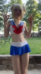 6838730456066772229 it’s a sailor moon cosplay I just don’t have enough to buy her wig n stuff so I use my toga wig like she has her hair up to not get it wet.mp4