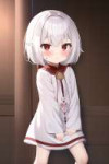 loli, {{child}}, runic tattoo, tunic, white hair, red eyes, village s-1148425198.png