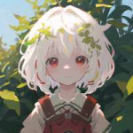 loli, child, 1girl, solo, red eyes, white hair, bob cut, made in abyss, forest, close-up s-2708017442.png