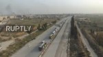 Syria Drone captures militants and civilians leaving Harast[...].mp4