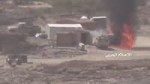 Saudi vehicle burned after several good shots..mp4